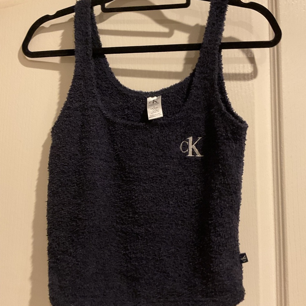 Calvin Klein Navy Blue Textured Tank Top